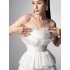 Spot Vietnamese designer three-dimensional pleated fan-shaped mesh cake skirt party waist cinching strapless dress 30008