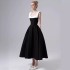 French niche wide shoulder strap small dress, Vietnamese designer's new style temperament black and white contrasting dress 30336