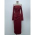 Temperament One Word Collar Trumpet Sleeve Dress by Vietnamese Designer, High End Collection Waist Skirt 40029