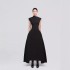 High end semi high neck irregular hem long skirt in stock, new temperament slim fit sleeveless dress 40202