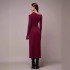 Vietnamese niche design diagonal shoulder knot slit dress new style temperament slim fit slimming long dress 40034