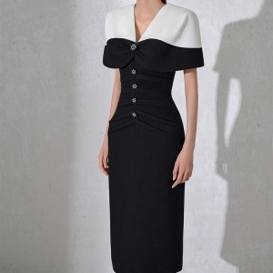 Spot Vietnamese designer's new two-piece contrasting cape set, cape jacket, camisole dress 22237