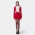 French hollowed out patchwork dress, Vietnamese designer's new niche style lapel and waist cinching short skirt 40058