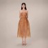 Spot light luxury niche lace dress designed by Vietnamese designer with three-dimensional flower sequins and perspective strapless 30183