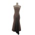 Spot temperament pleated irregular suspender long skirt, new elegant and slimming dress, hip hugging dress 40612