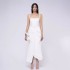 Fish tail big swing space cotton temperament khaki white small dress suspender dress 30337