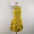 Spot temperament splicing sleeveless yellow short skirt new niche waist slimming dress 40105