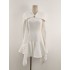 French retro irregular shawl pleated dress, new style elegant temperament, waist cinched white short skirt 40160