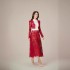 Spot Heavy Industry Embroidered Red and White Dress 30033