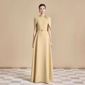 New high-end solid color shawl dress in stock, with a high temperament and slim fit, long skirt 40234