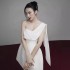 In stock elegant one shoulder camisole dress short skirt new high-end sense niche strapless white dress 40165