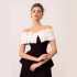 High end minimalist black and white one neck long dress with Vietnamese designer French temperament color blocked dress 40110