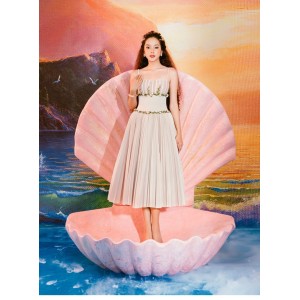 Spot Vietnam design sling heavy industry three-dimensional flower fishbone dress fairy temperament pleated dress 22209