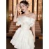 Spot Vietnamese designer three-dimensional pleated fan-shaped mesh cake skirt party waist cinching strapless dress 30008