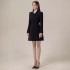 Spot Vietnamese designer autumn and winter new item niche stand up collar retro A-line black skirt waist slimming dress 22226