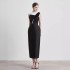 Spot French Black and White Dress Long Dress Vietnamese Design New High end Bow Waist Dress 40084