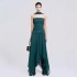 Pre sale new style irregular hem strapless dress with high-end feel, waist cinching pleated long skirt 40219