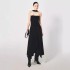 Pre sale new style irregular hem strapless dress with high-end feel, waist cinching pleated long skirt 40219