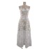 New design with floral lace dress, elegant temperament, hook flower sleeveless white dress, long skirt 40176