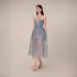 Spot light luxury niche lace dress designed by Vietnamese designer with three-dimensional flower sequins and perspective strapless 30183