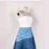 Vietnamese Design Skirt Early Autumn New Heavy Industry Cowboy Gradient Small Dress Strap Long Dress 22216