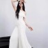 Elegant temperament, pleated sloping shoulder irregular dress, long skirt, new design sense, dress 40163