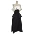 High end minimalist black and white one neck long dress with Vietnamese designer French temperament color blocked dress 40110