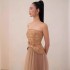 Vietnamese designer flower and bird embroidered leather strapless top pleated half skirt set 21036+21037