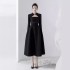 Spot small fragrant style hollow out dress new style temperament socialite waist cinched long sleeved long skirt 40020