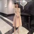 Pre sale of Mingyuan Heavy Industry Diamond studded Hollow out Long Dress with Elegant Charm and Waist cinching Pink Dress 40258