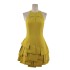 Spot temperament splicing sleeveless yellow short skirt new niche waist slimming dress 40105