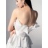 Spot Vietnamese designer three-dimensional pleated fan-shaped mesh cake skirt party waist cinching strapless dress 30008