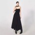 Pre sale new style irregular hem strapless dress with high-end feel, waist cinching pleated long skirt 40219