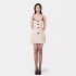 Spot French Light Luxury Nail Bead Bow Strap Short Skirt New Small Fragrant Wind Waist A-line Dress 40067