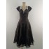 Spot temperament splicing neck hanging big swing dress, socialite slimming black dress, long skirt 40199