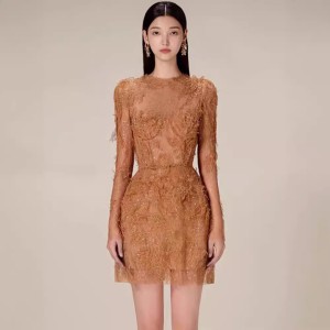 Pre sale of niche lace dresses from heavy industry, Vietnamese designer's three-dimensional petal perspective light luxury short skirt 30184