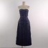 Spot temperament bow, fringed suspender, long skirt, socialite slimming, waist cinching black dress 40223