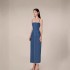 Temperament plaid denim camisole long dress, new style for socialites, niche sleeveless slit slimming dress 30189