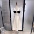 JT Vietnamese designer's new sleeveless dress in stock, black and white V-neck French waist cinched goddess long dress 22048