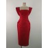 In stock new style butterfly bow red dress long skirt elegant waist slimming dress 40021