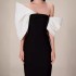 Spot black and white contrasting mesh spliced big bow dress, lobster 30309