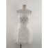 Elegant lace hollow out short skirt set in stock, new style, slim fit white dress jacket 40177