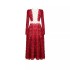 Spot Heavy Industry Embroidered Red and White Dress 30033