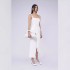 Fish tail big swing space cotton temperament khaki white small dress suspender dress 30337