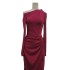 Vietnamese niche design diagonal shoulder knot slit dress new style temperament slim fit slimming long dress 40034