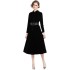 Real time spot European station new women's slim fit large display black velvet dress with belt included