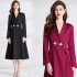 Real shot spot rose red retro trench coat for women's autumn and winter suit collar and waist long coat