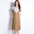 Real shot spot French Hepburn style lotus leaf edge dress for women in summer, niche, belly covering and slimming dress