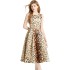 Real shot vintage waist cinching slimming sleeveless printed dress in stock, medium to long style