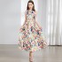 Real time stock sleeveless high waisted dress with three-dimensional cutting and waist cinching A-line skirt